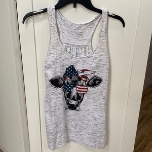 Patriotic Cow Graphic Tank Top